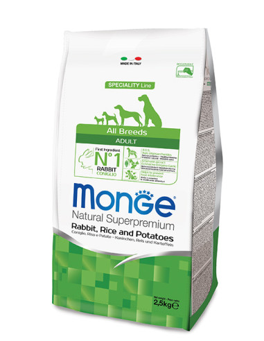 MONGE ALL BREED ADULT CONIGLIO RISO PATATE KG.2,5